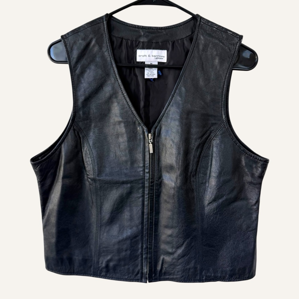 Croft & Barrow Black Lambskin Zip Vest Size M